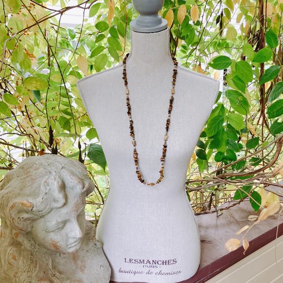 VTG Signed Relios Sterling Silver Tiger’s Eye Jasper Southwestern Necklace Boho - Picture 5 of 11